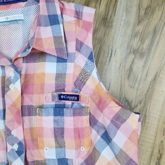 🔹️Columbia PFG Plaid Super Bonehead Button Front Sleeveless Dress Large - Picture 7 of 12